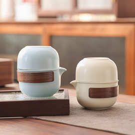 亚光便携式旅行茶具小套装户外露营旅游一壶四杯随身包快客杯套装