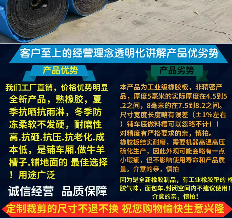 Laying Rubber Mat for Carriage Truck Special Rubber Mat Shock Absorbing Wear Mat Double Layer Clamp Line Rubber Conveyor Floor Mat