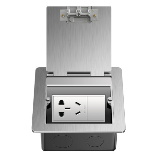 Silver gray floor socket stainless steel floor hidden waterproof floor invisible flat five-hole floor socket