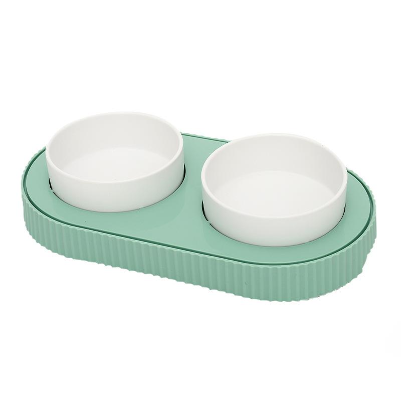 Gato tazón de cerámica doble tazón de gato comida tazón de perro gato tazón de arroz tazón de agua de la columna cervical de protección
