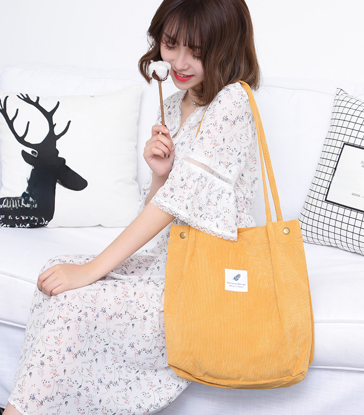 Cross-border Large Capacity Tote Bag All-match Student Bag Women Shopping Bag Canvas Bag Bag Corduroy Shoulder Bag_voghion.com