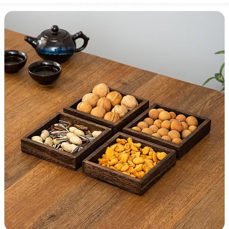 Bandeja de madera con compartimentos para preparar té junto a la estufa, bandeja de madera para aperitivos, bandeja para frutos secos, bandeja para frutas, aperitivos de frutas, bandeja compartimentada para aperitivos. image 5