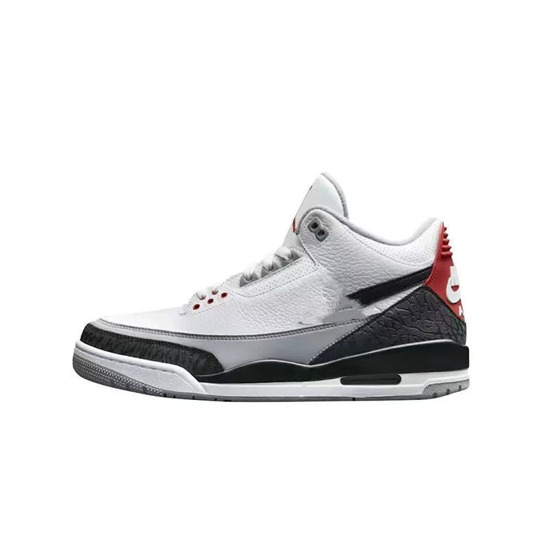 Putian Wholesale Shoes Jordan Aj3 White Cement Flame Red Air Cushion Non-Slip Men's Basketball Sports Shoes Trendy Hot Item