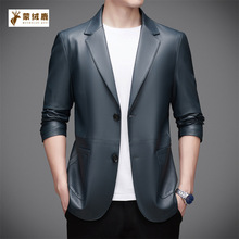 皮衣男士2025春秋西装休闲外套中年男装PU皮夹克商务时尚潮流上衣
