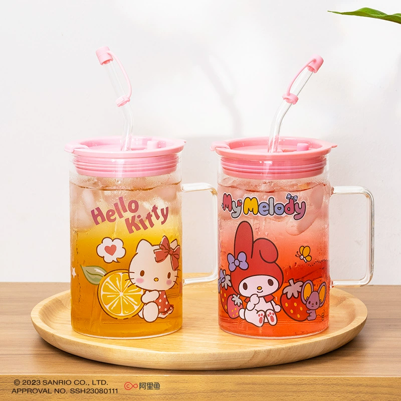 Hello Kitty, мультяшная качественная ручка, трубочка, портативное стекло