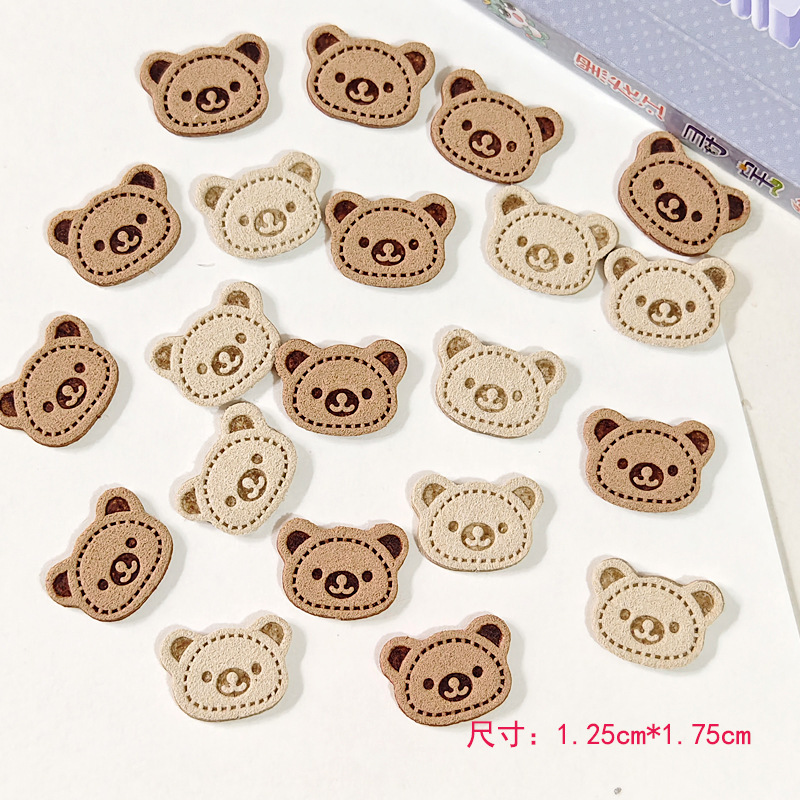 Microfiber Leather Label Imitation Deerskin Fleece Soft Leather Label Embossed Handmade Bear Head Leather Label Children's Clothing Accessories