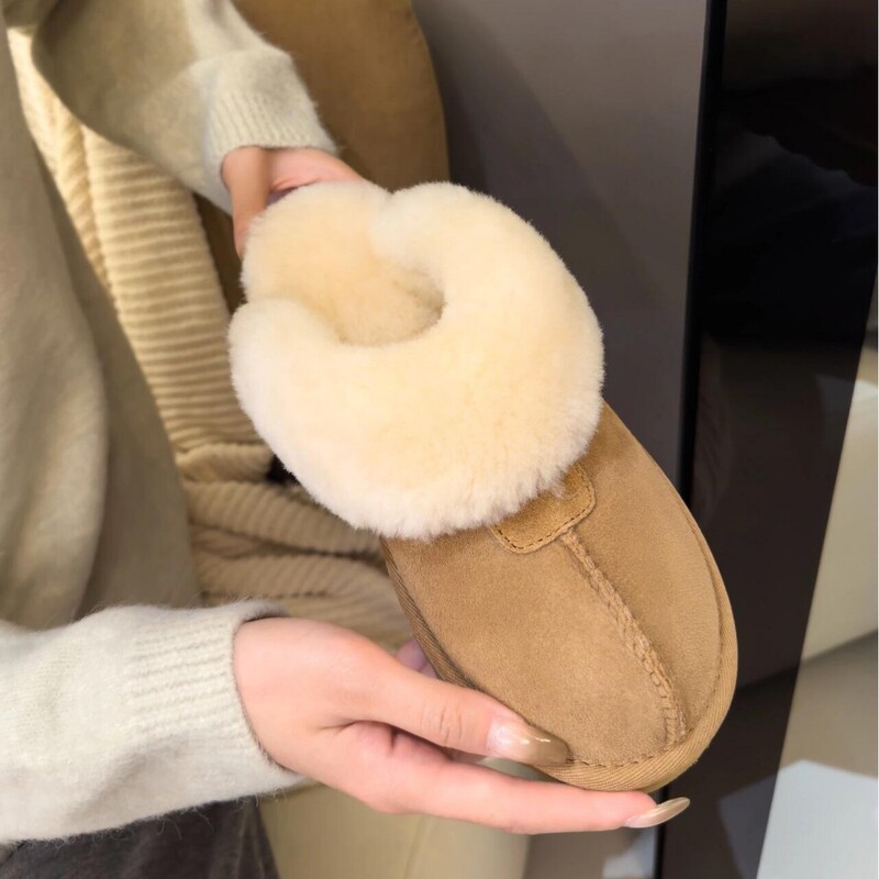 Sangpo Village Women's Furry Slippers for Outdoor Wear 2025 Winter New Fur Integrated Star Slippers Snow Boots Plush Warm