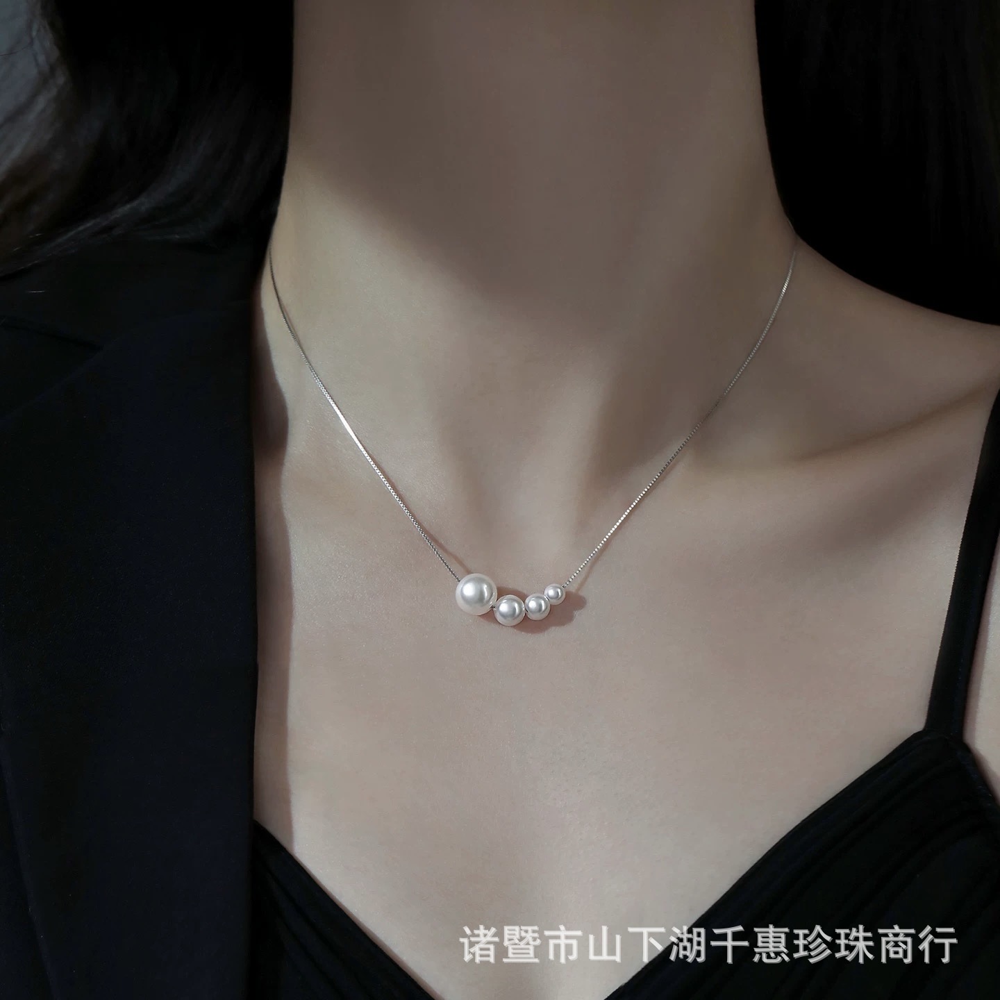 Zhuji Natural Freshwater Pearl Necklace, Crescent Style, S925, Light Luxury, Niche, High-End Clavicle Chain