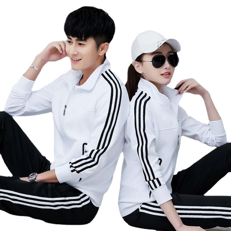 Traje deportivo de moda Traje de dos piezas de algodón de poliéster para hombres chaqueta de uniforme de clase de mujer entrenamiento de competición uniforme de pareja casual