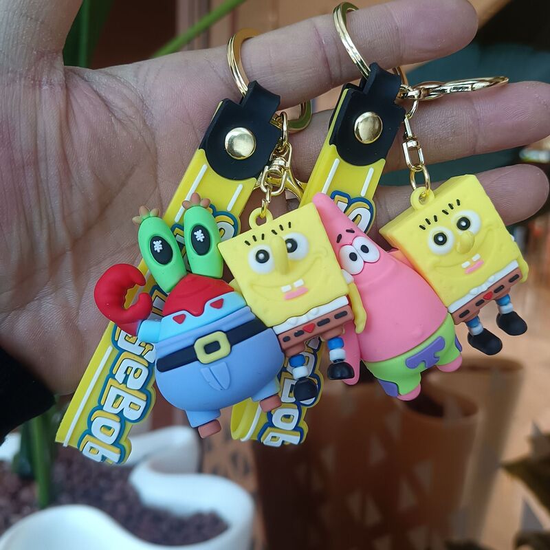 Sponge Baby keychain pendant wholesale Paida star bag keychain doll cartoon car key chain gift Sponge Baby keychain pendant wholesale Paida star bag keychain doll cartoon car key chain gift