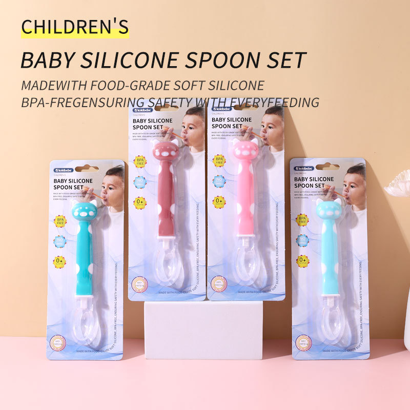Cartoon silicone spoon baby tableware silicone soft spoon baby food supplement spoon baby silicone spoon training