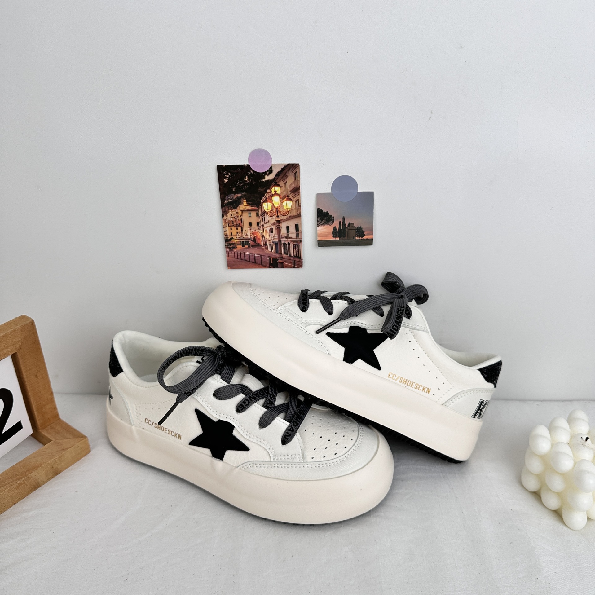 Zapatos blancos de suela gruesa para mujeres 2025 nuevos zapatos suaves y bonitos, zapatos de skate, papá 6612 image 8