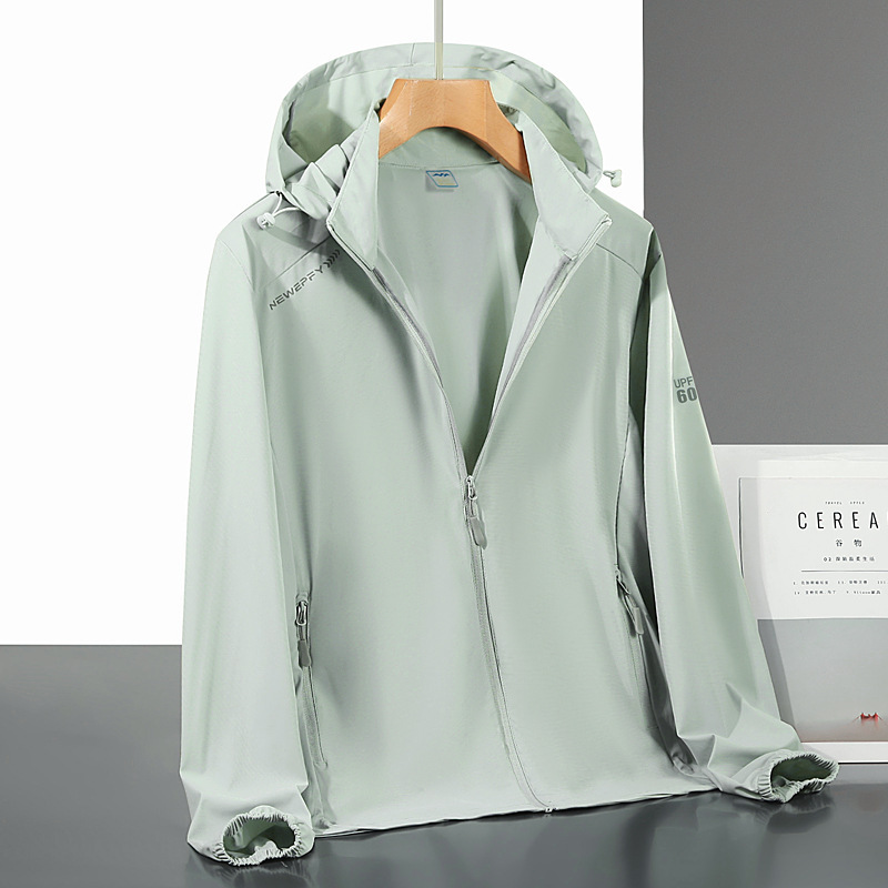 Nueva pareja de verano seda de hielo transpirable, ligero, desmontable, cómodo, ropa de protección solar tejida por urdimbre, color sólido, piel fina de verano