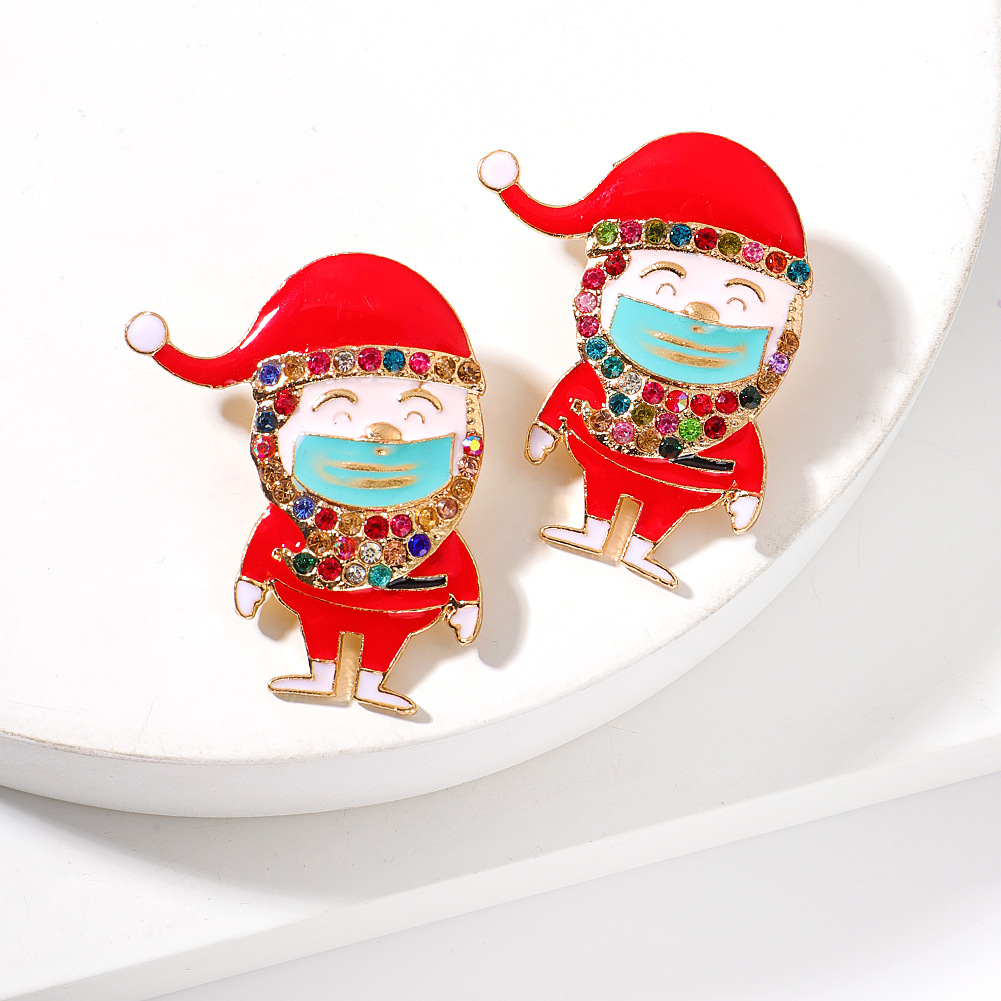 New Popular Santa Claus Earrings Alloy Rhinestone Cartoon Earrings Fashion Accessories display picture 8