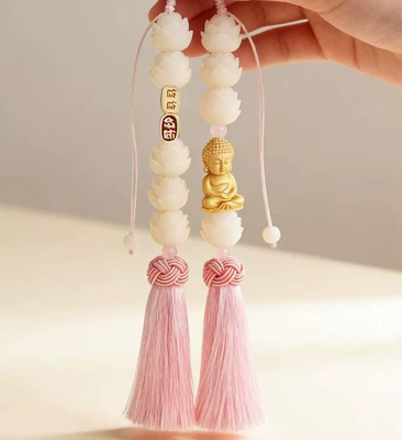 Car Hanging – Car hanging - good-luck-double-tassel-little-buddha-pink
