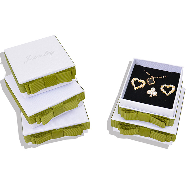 Moda Blanco flotante Plaid carretera arco joyería caja de embalaje collar pulsera joyero pendientes anillo caja de presentación