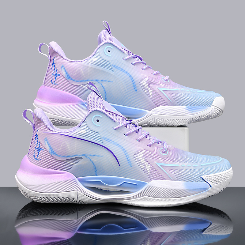Zapatillas de baloncesto de tendencia luminosa transpirables de malla ultraligera de la marea nacional