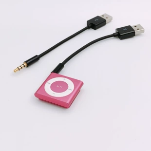 Charging & data cable for iPod shuffle (compatible 3–7), clip connector, 10 cm, black or white