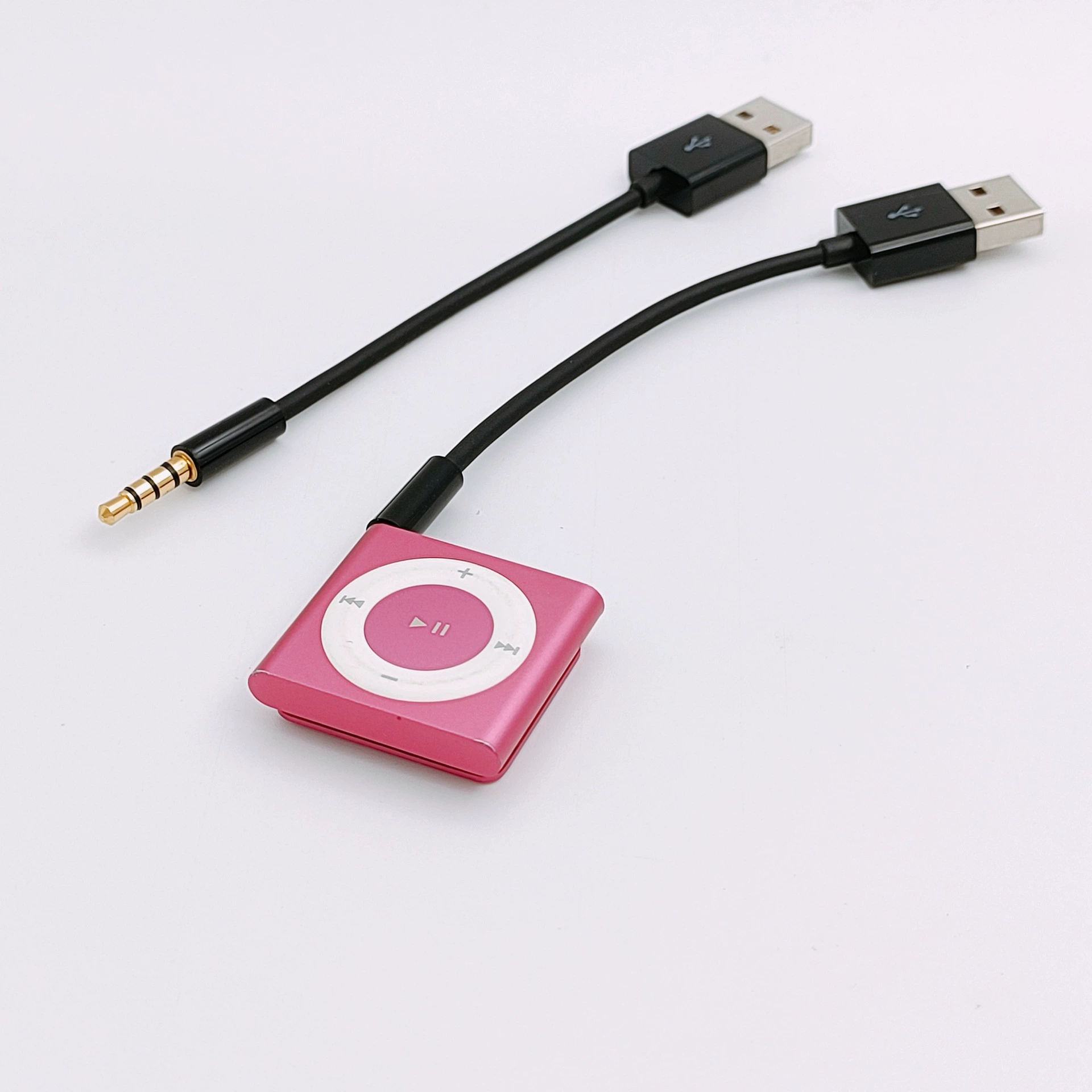 Charging & data cable for iPod shuffle (compatible 3–7), clip connector, 10 cm, black or white