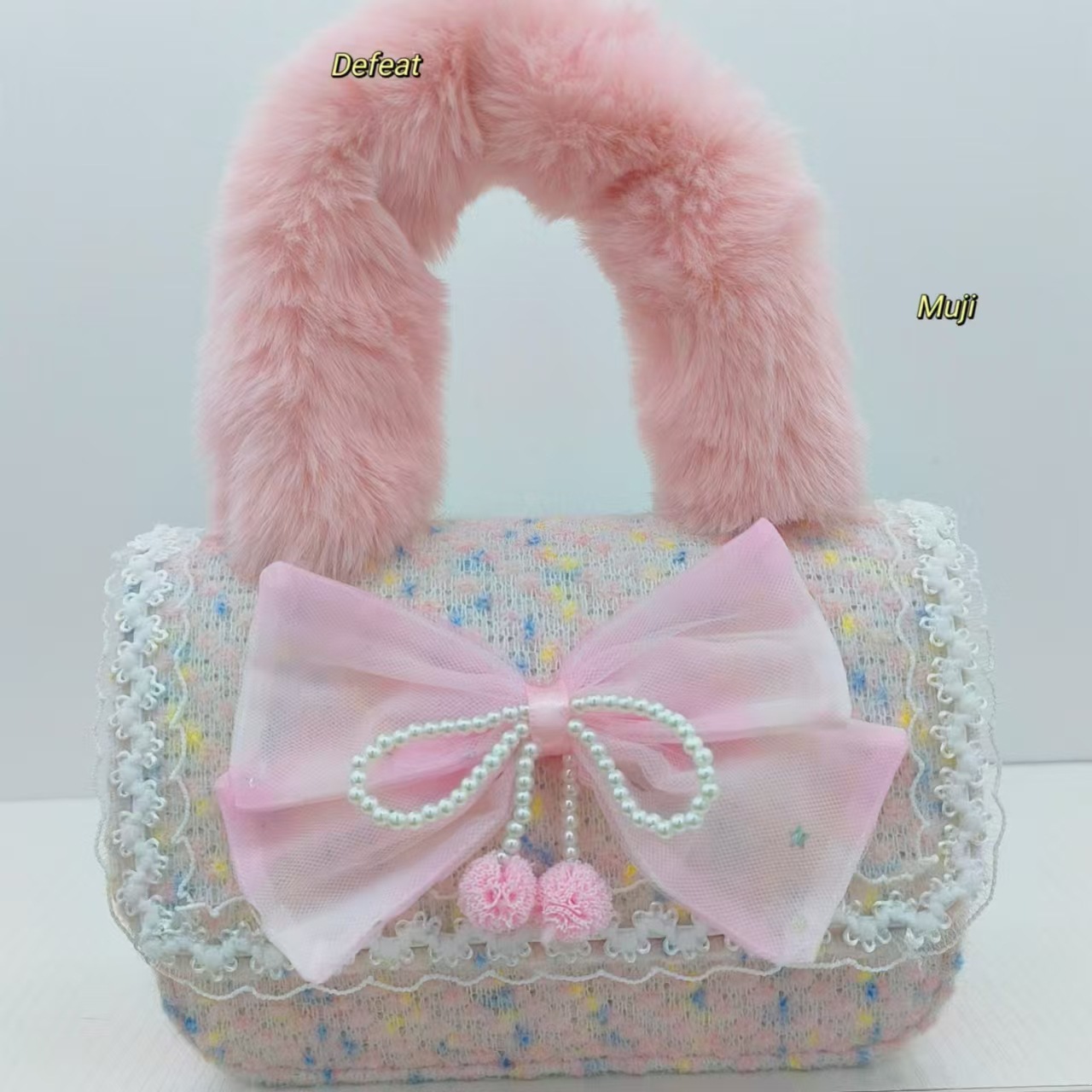 Bolso de peluche de arco, bolso de princesa, bolso de hombro, bolso de mochila, bolso de cambio, bolso de accesorios lindos.