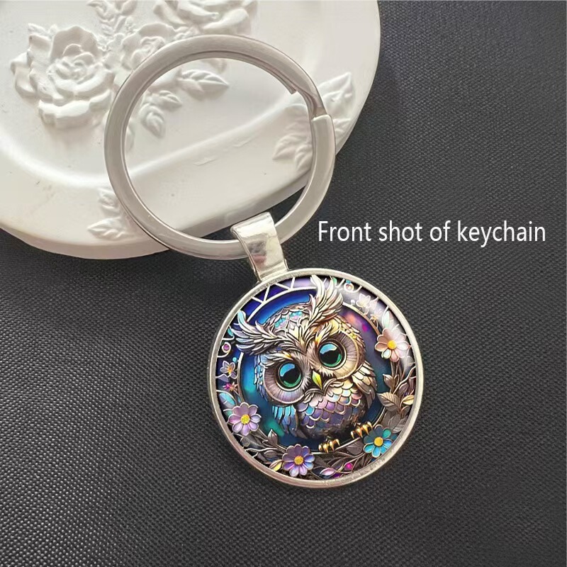 Cross-border Hot Selling Colorful Cute Owl Best Gift Time Gem Key Chain Jewelry Pendant Cross-border Hot Selling Colorful Cute Owl Best Gift Time Gem Key Chain Jewelry Pendant