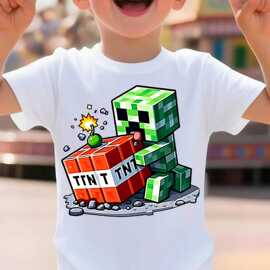 爬行者TNT炸弹小男孩100%纯棉T恤柔软舒适日常中小童装上衣60128