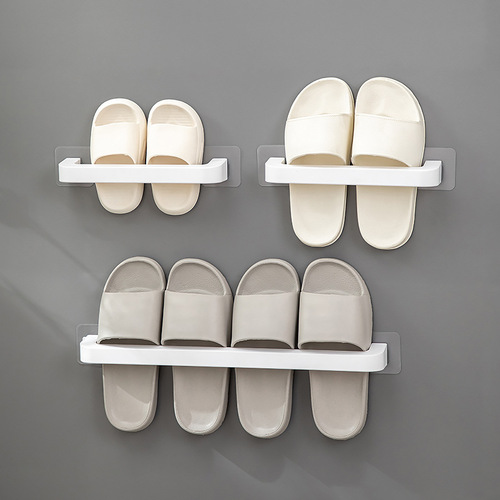 Bathroom wall hanging single pole punch-free slipper rack porch wall side wall hanging multifunctional shoe storage rack
