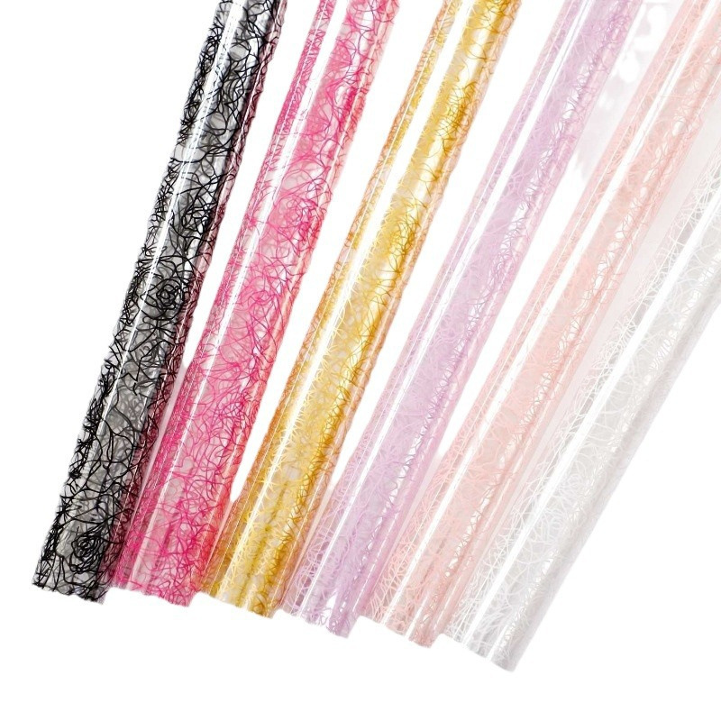 Fiesta de flores al por mayor día de San Valentín ramo de flores papel de embalaje rosa transparente papel de embalaje florista papel de embalaje floral