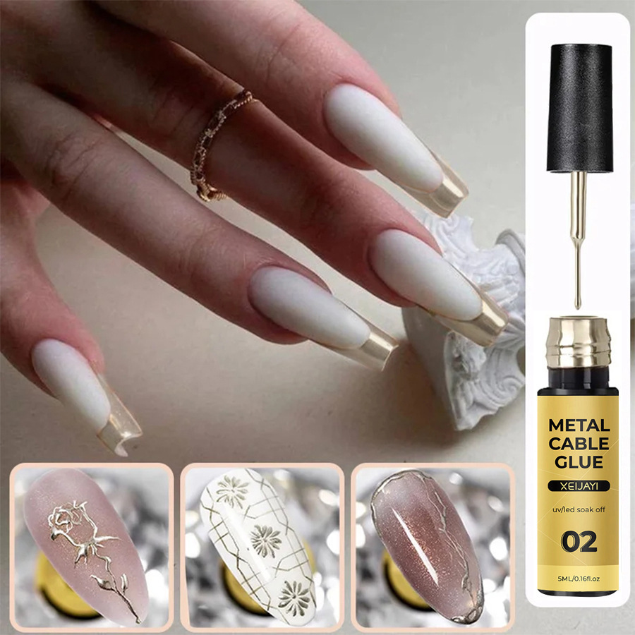 5ml de línea de dibujo de uñas pegamento gancho borde pintado de alta densidad pegamento de metal fototerapia pegamento de dibujo de alambre para salón de uñas
