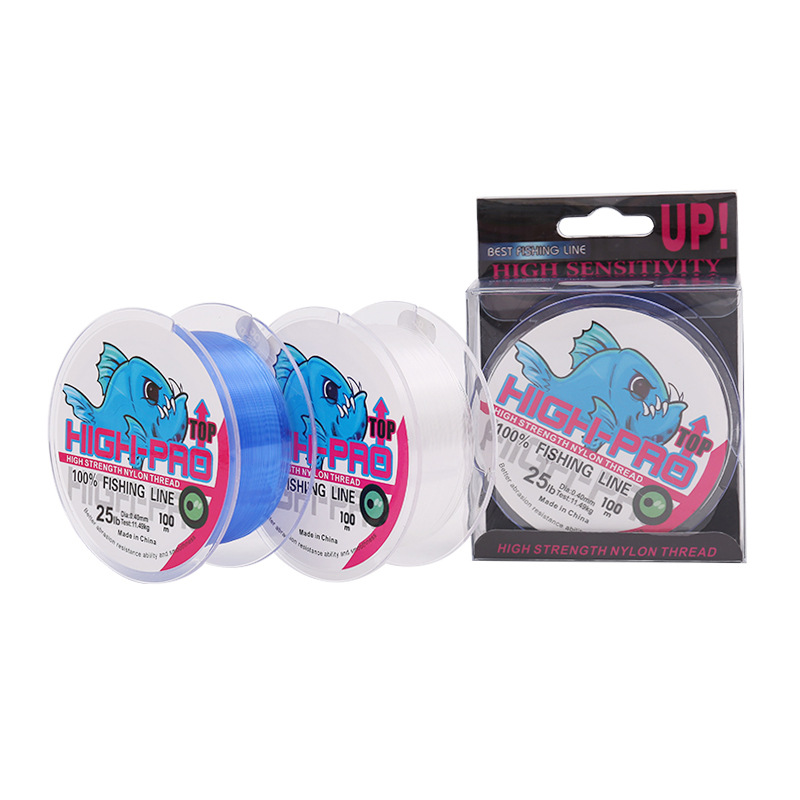 Suministro de fábrica 100 M línea de nylon línea de pesca transparente fuerte tirón grande cosa nylon línea de pesca tabla pesca mar pesca línea