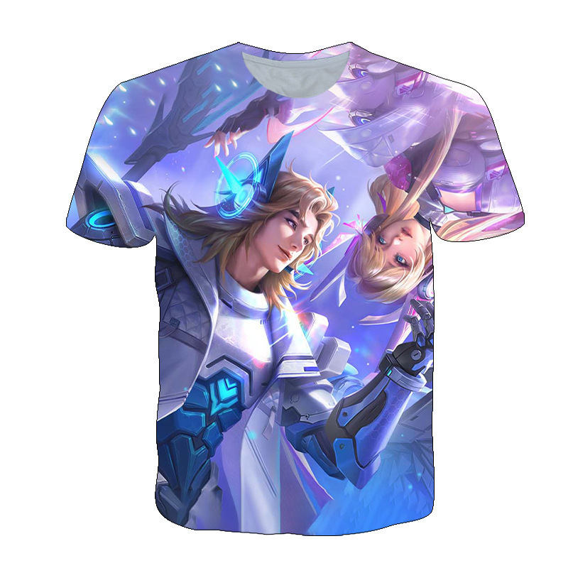 Camiseta de manga corta con estampado digital bidimensional de verano 3d verano para adolescentes y niños juego de gloria para hombres