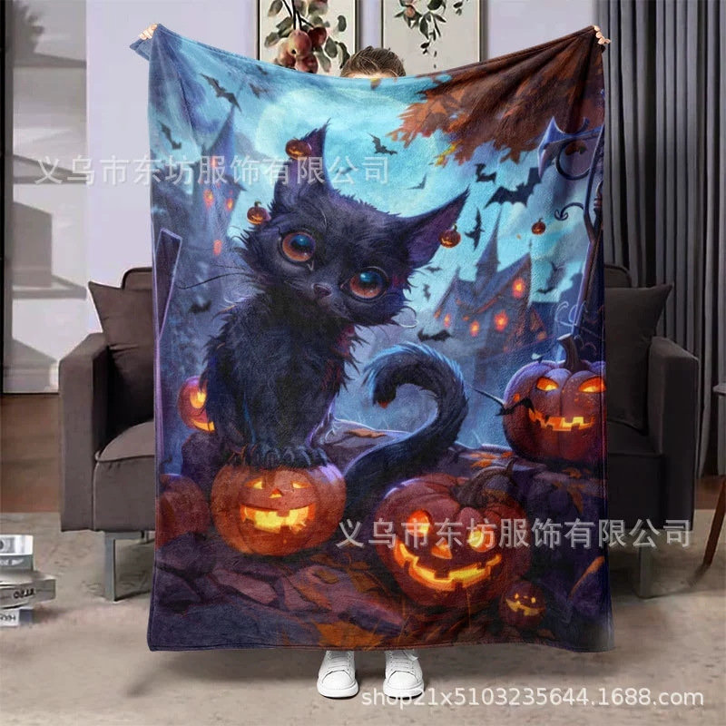 Хэллоуин черный кот с принтом фланелевое одеяло теплый и удобный фланелевый современный