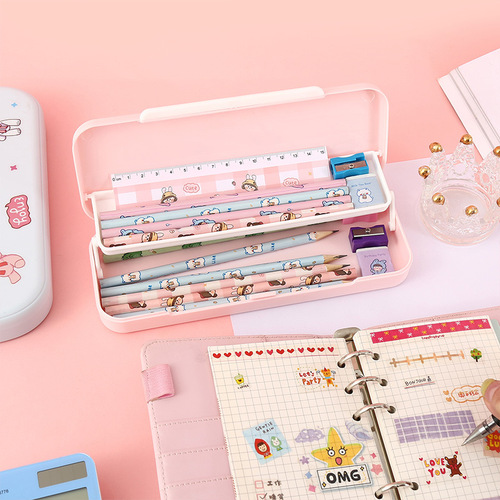 Morandi Color Cute Stationery Box Primary School Pencil Box Storage Pen Bag Student High-Looking Pen Box Wholesale