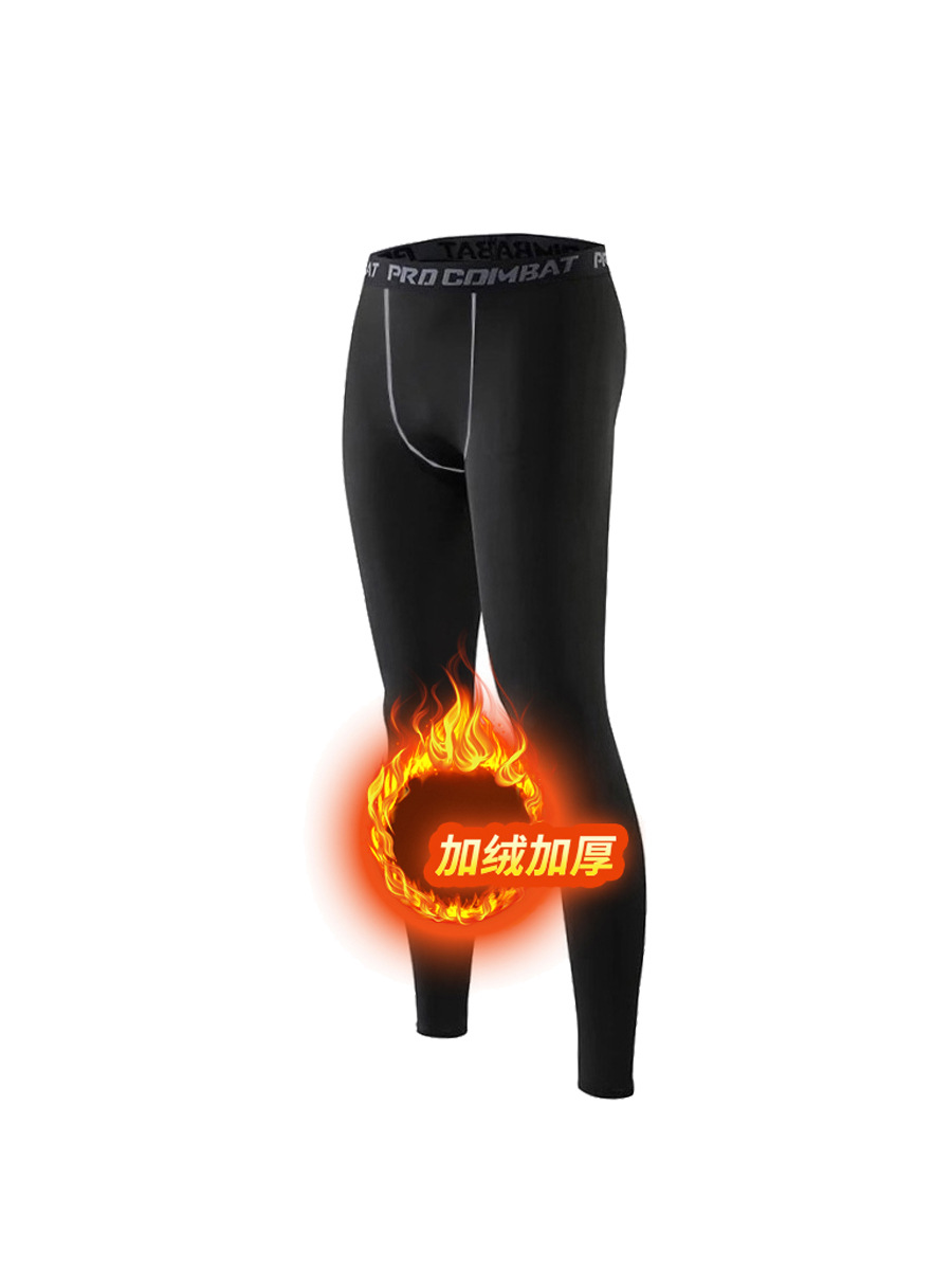 Fitness compresión elástica corriendo medias a prueba de frío de secado rápido Otoño e Invierno hombres baloncesto transpirable Pantalones deportivos con forro polar