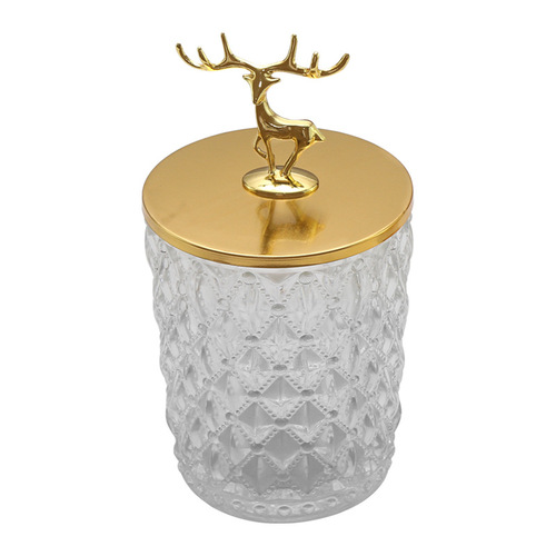 Nordic transparent glass candy jar storage jar sugar box creative transparent storage jar tea sugar cube jar toothpick jar
