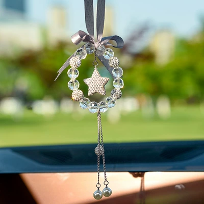 Car hanging Car Rearview mirror pendant - white-five-pointed-star