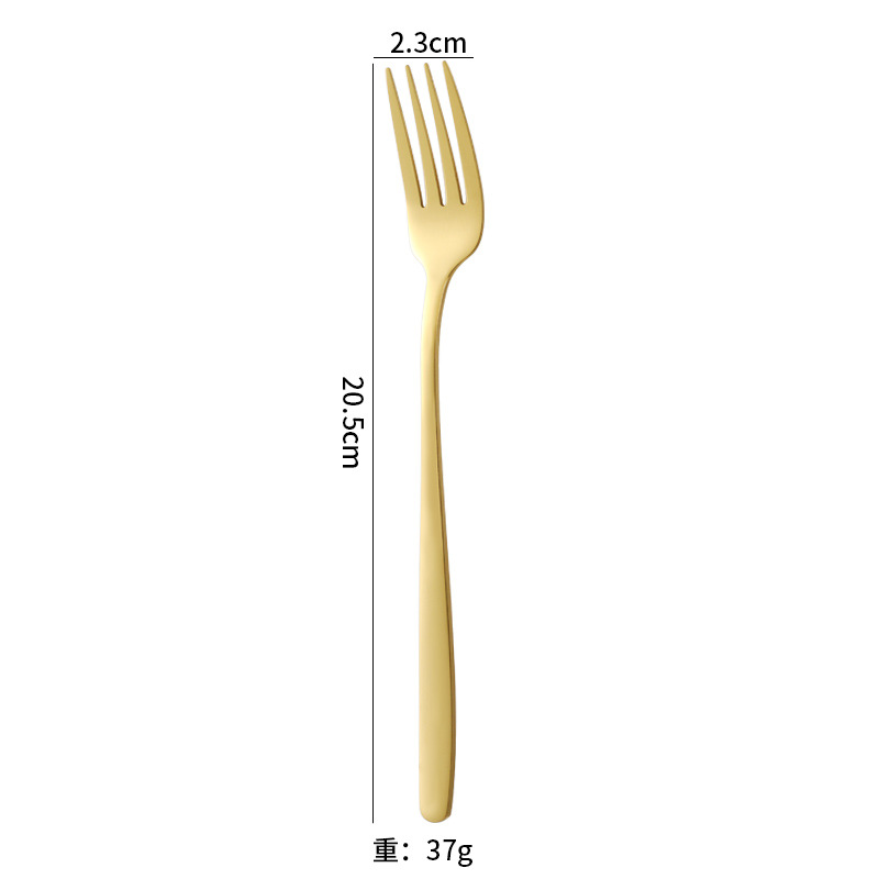 Cuchillo de acero inoxidable, tenedor y cuchara de postre coreano café mango largo revolviendo cuchara hogar comiendo cuchara vajilla de acero inoxidable