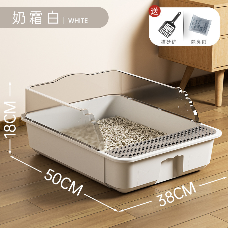 Lavabo de arena para gatos grande blanco (pala de arena para gatos gratis)