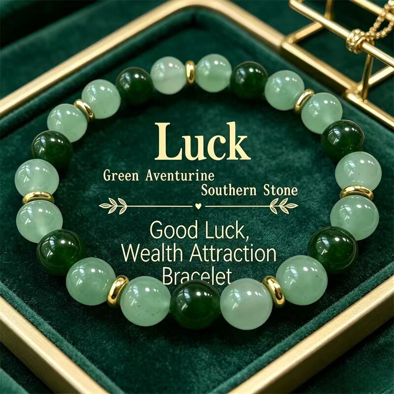 Temu Xiyin TK cross-border best-selling bracelet, green beaded glass material, green aventurine, two types of green bracelets Temu Xiyin TK cross-border best-selling bracelet, green beaded glass material, green aventurine, two types of green bracelets