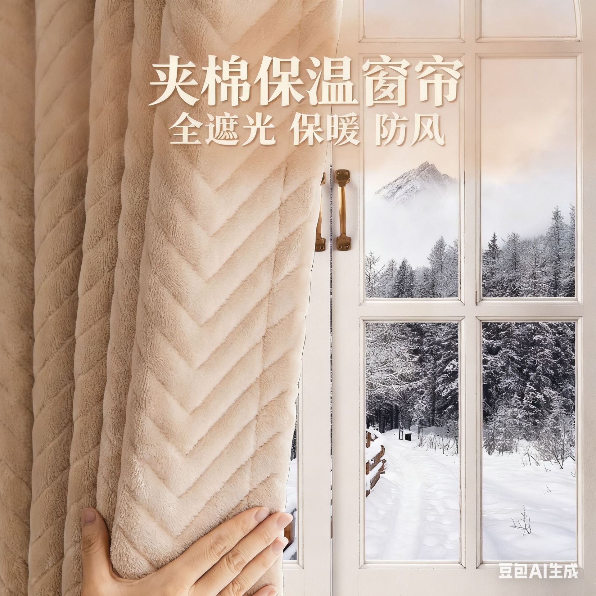 Shaoxing Keqiao Laminated Thermal Insulation Full Blackout Velvet Curtains, Punch-Free Thermal Insulation Finished Curtains Available for Cross-Border