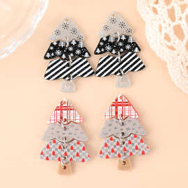 跨境热卖双面亚克力 创意圣诞树  耳饰项链钥匙扣挂件
