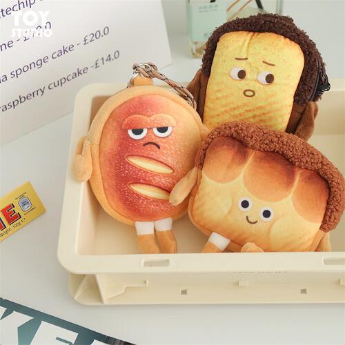 Funny expression toast coin purse bread halter bag ins cartoon cute couple headphone bag student key bag