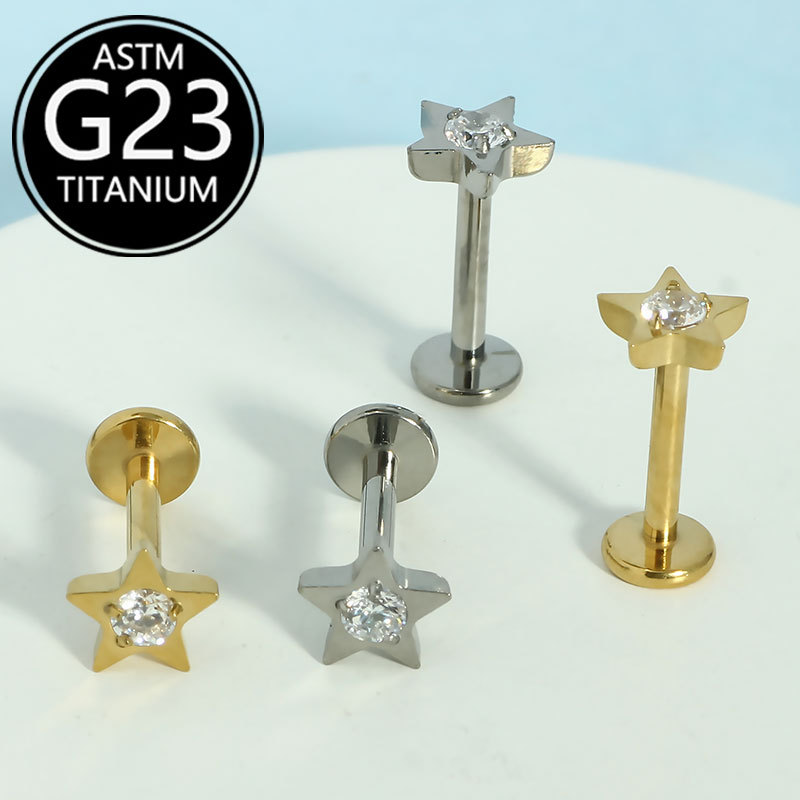 Pointed titanium steel lip stud product view