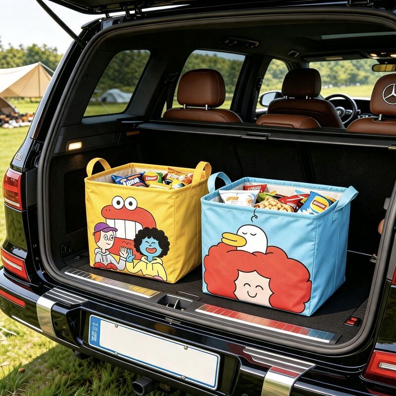 Cartoon foldable storage basket for home use, for storing clothes and snacks, large-capacity storage bag for car trunk Cartoon foldable storage basket for home use, for storing clothes and snacks, large-capacity storage bag for car trunk