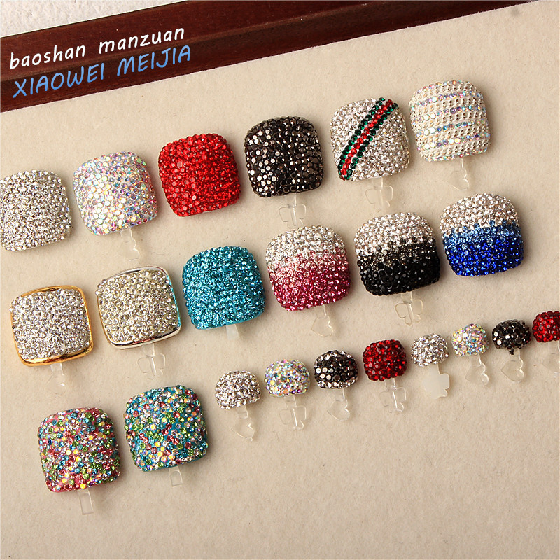 Wearing Manicure Full Diamond Foot Nail Piece Full Diamond Big Toe Nail Piece Manicure Decoration with Diamond Handmade Patch