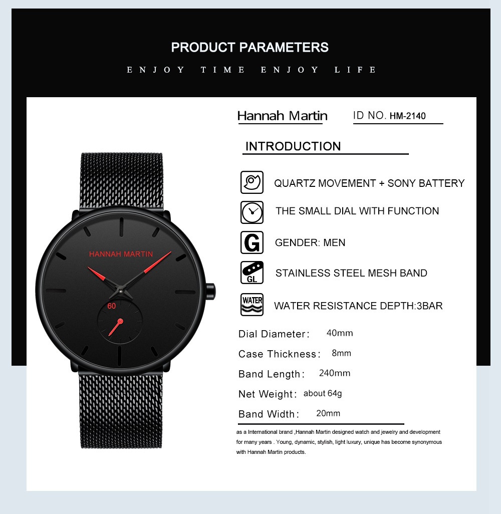 Reloj de cuarzo impermeable para hombre con correa de malla de acero_voghion.com