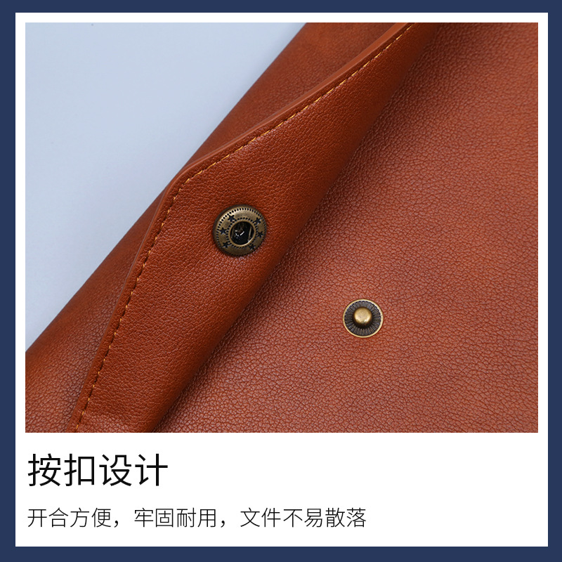 A4 imitación de cuero de gran capacidad de almacenamiento de información bolsa de oficina de negocios archivo de una sola capa bolsa de archivo personalizable LOGO