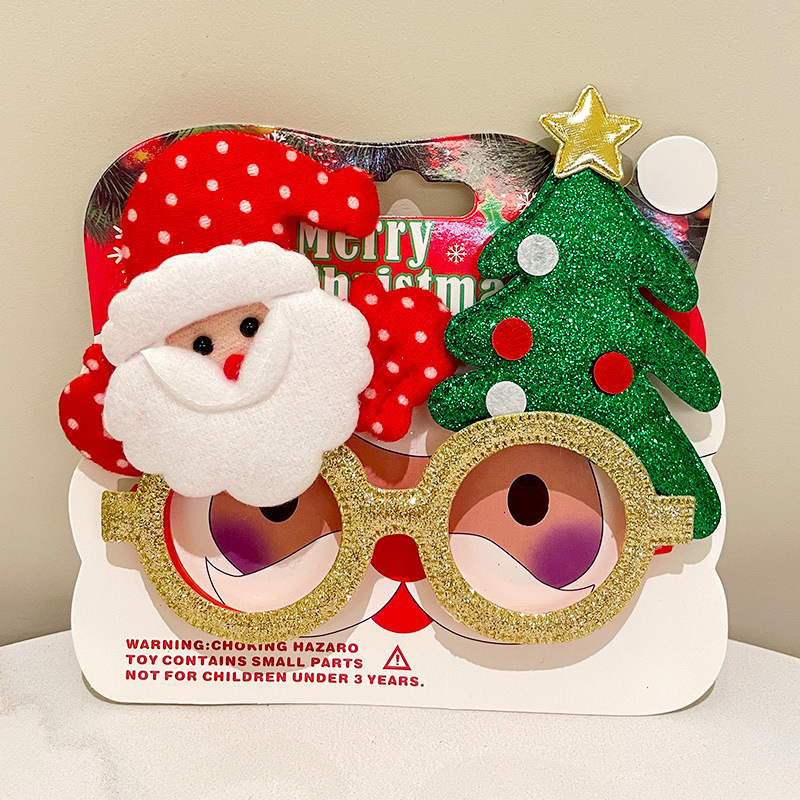 Nuevo marco de gafas de plástico feliz navidad para adultos y niños fiesta de disfraces accesorios de Navidad al por mayor