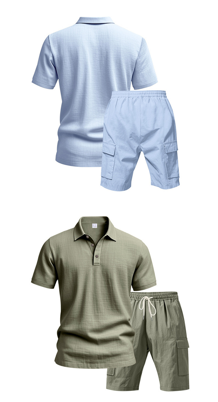 Men's Clothing Men's Summer Short Sleeved Casual Suit Style Outdoor Simple Linen Breathable Loose Fit Work Shorts_viptrois.com