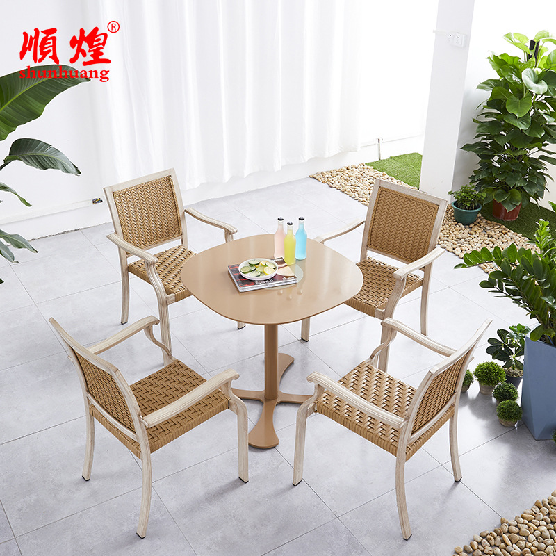 顺煌户外藤编桌椅酒店庭院椅子组合室外休闲腾椅北欧简约阳台桌椅|ms